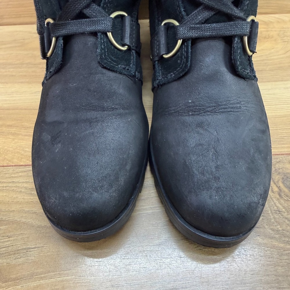 Sorel Emelie Lace Up Boots Womens 8 Black Waterproof Leather Gorpcore Outdoor - Picture 4 of 11